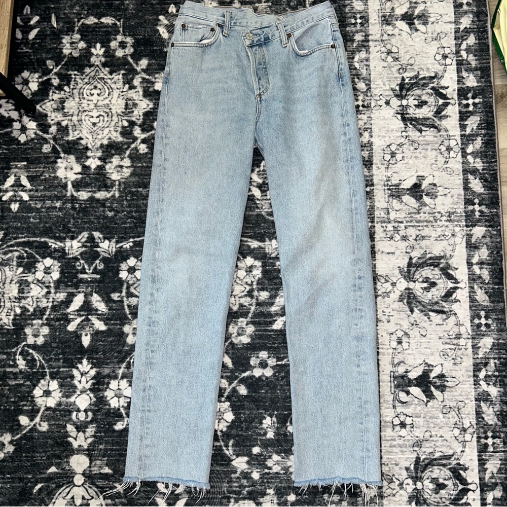 Agolde Light Blue Straight Leg Jeans - Picture 2 of 5